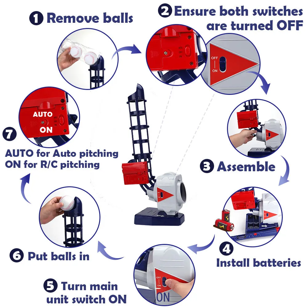 2 in 1 Baseball & Tennis Pitching Machine Active Training Toys Set