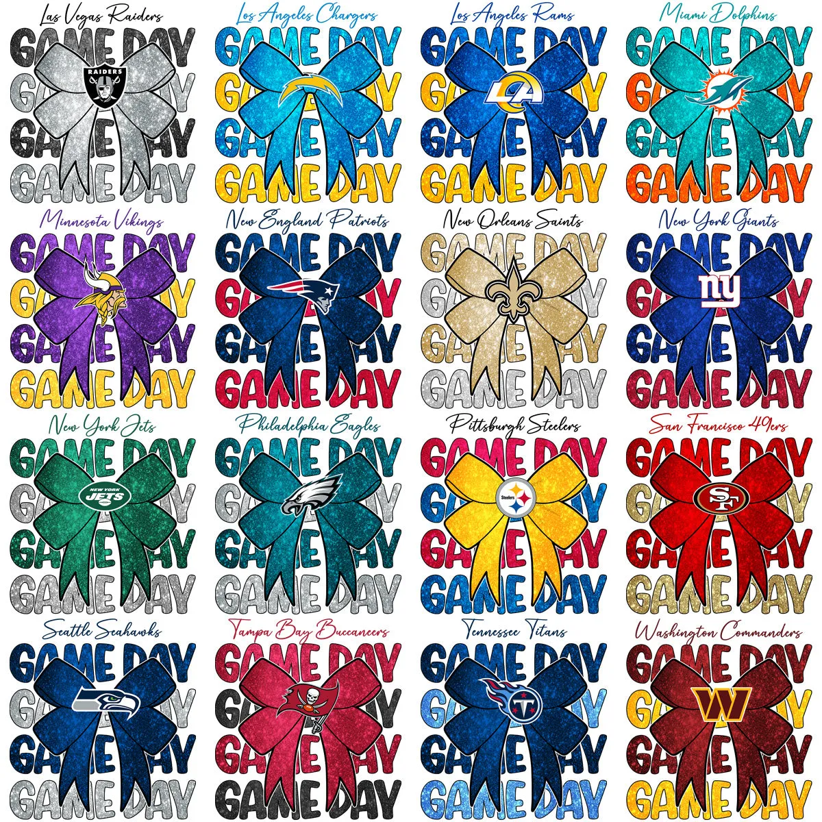 32 Game Day Football Teams Designs Bundle PNG