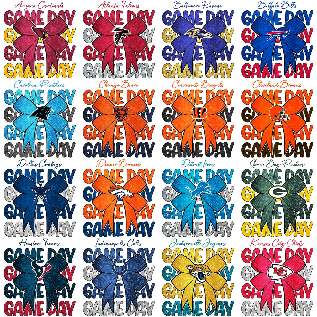 32 Game Day Football Teams Designs Bundle PNG