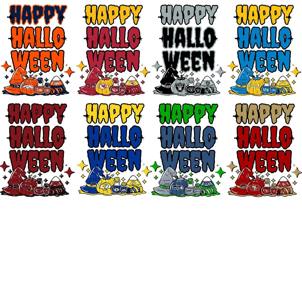 32 Happy Halloween Football Teams Designs Bundle PNG