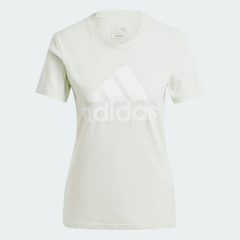 ADIDAS WOMEN'S BIG LOGO LINEN GREEN TEE