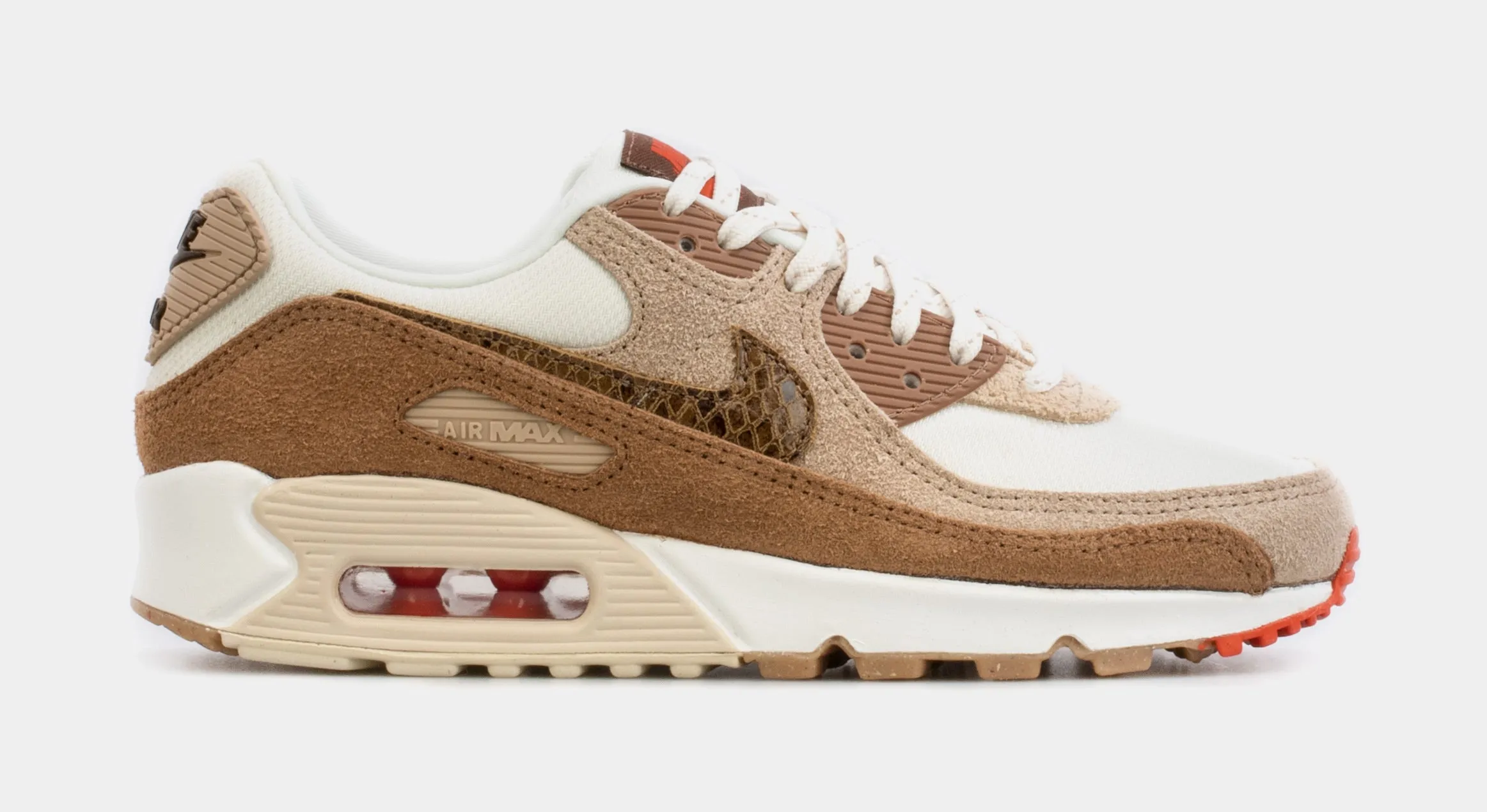 Air Max 90 SE Snakeskin Swoosh Womens Lifestyle Shoes (Brown)