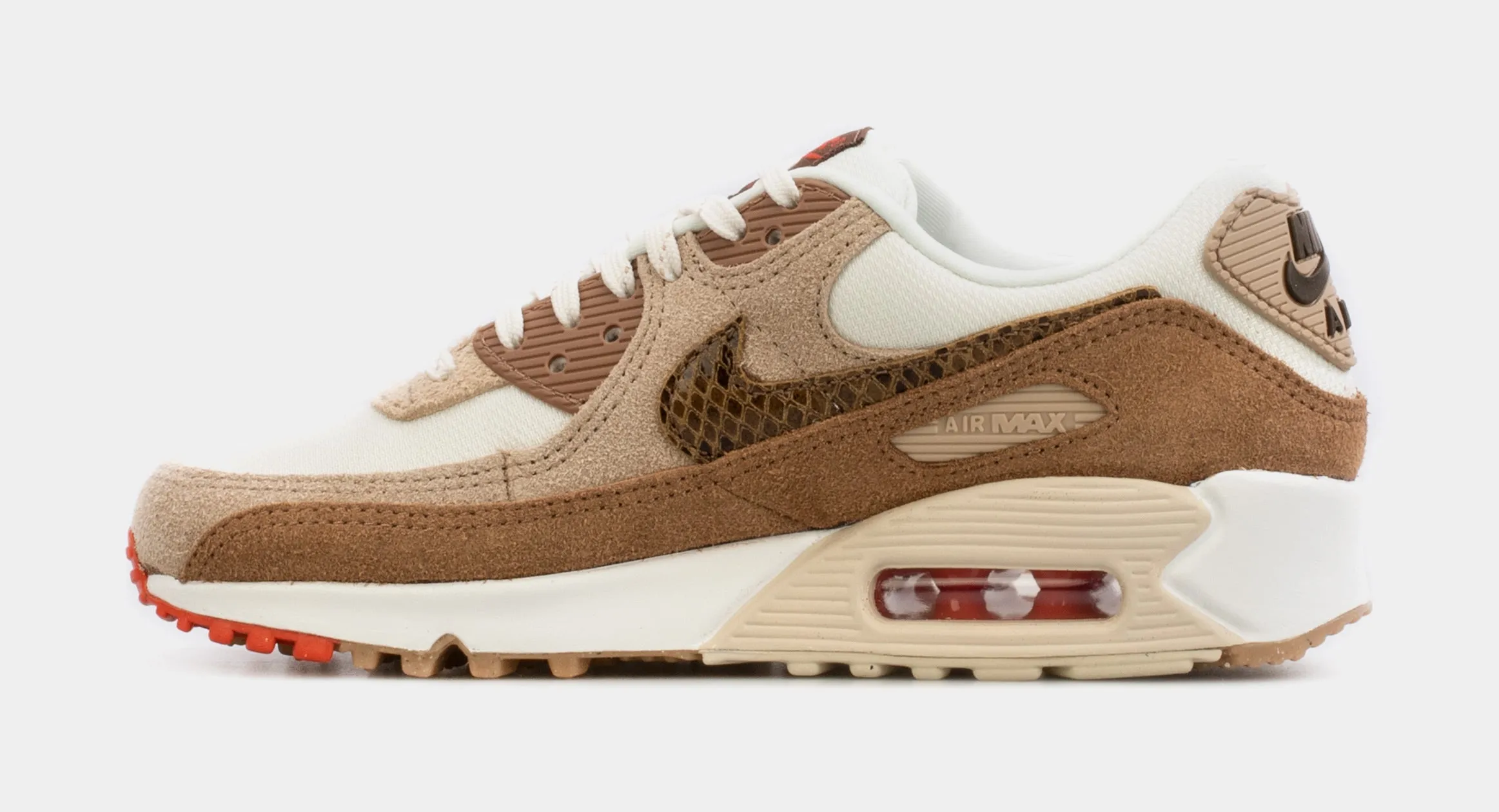 Air Max 90 SE Snakeskin Swoosh Womens Lifestyle Shoes (Brown)