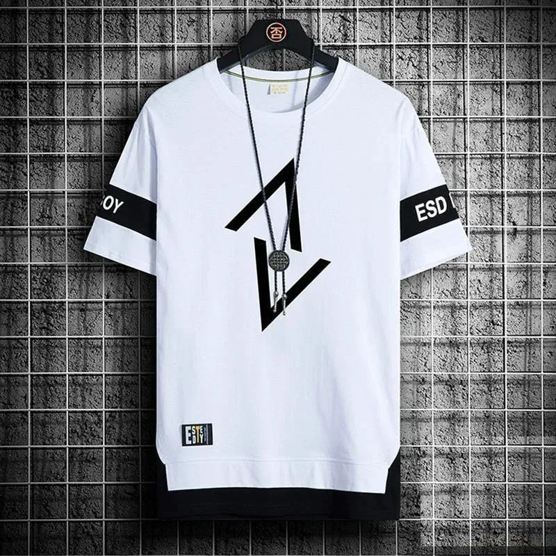 ARWEN&AJH GROUP Fashion Men Printing T-shirts O-Neck Men Casual Streetwear Hip Hop Style Summer Thin Polyester Men Black Sports Short Sleeve Tee