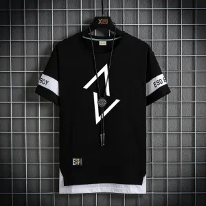 ARWEN&AJH GROUP Fashion Men Printing T-shirts O-Neck Men Casual Streetwear Hip Hop Style Summer Thin Polyester Men Black Sports Short Sleeve Tee