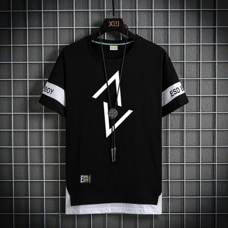 ARWEN&AJH GROUP Fashion Men Printing T-shirts O-Neck Men Casual Streetwear Hip Hop Style Summer Thin Polyester Men Black Sports Short Sleeve Tee