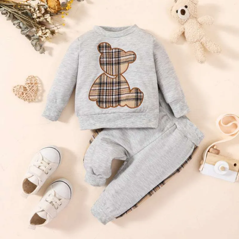 Baby Boy Long Sleeved Sweatshirt and Pants Two-piece Outfit Set