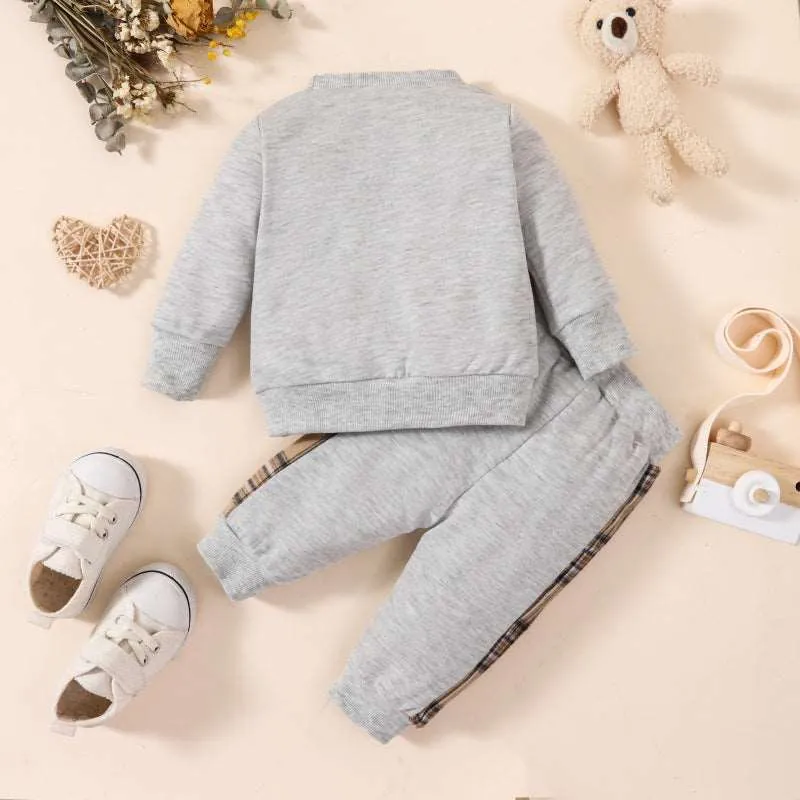 Baby Boy Long Sleeved Sweatshirt and Pants Two-piece Outfit Set