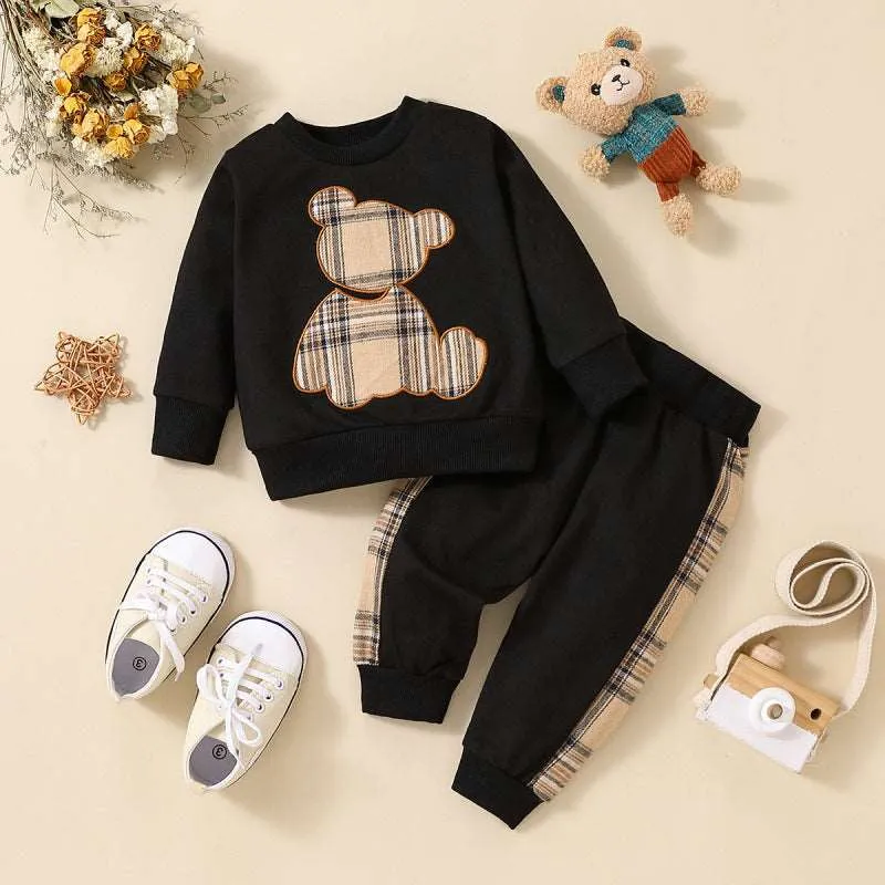 Baby Boy Long Sleeved Sweatshirt and Pants Two-piece Outfit Set