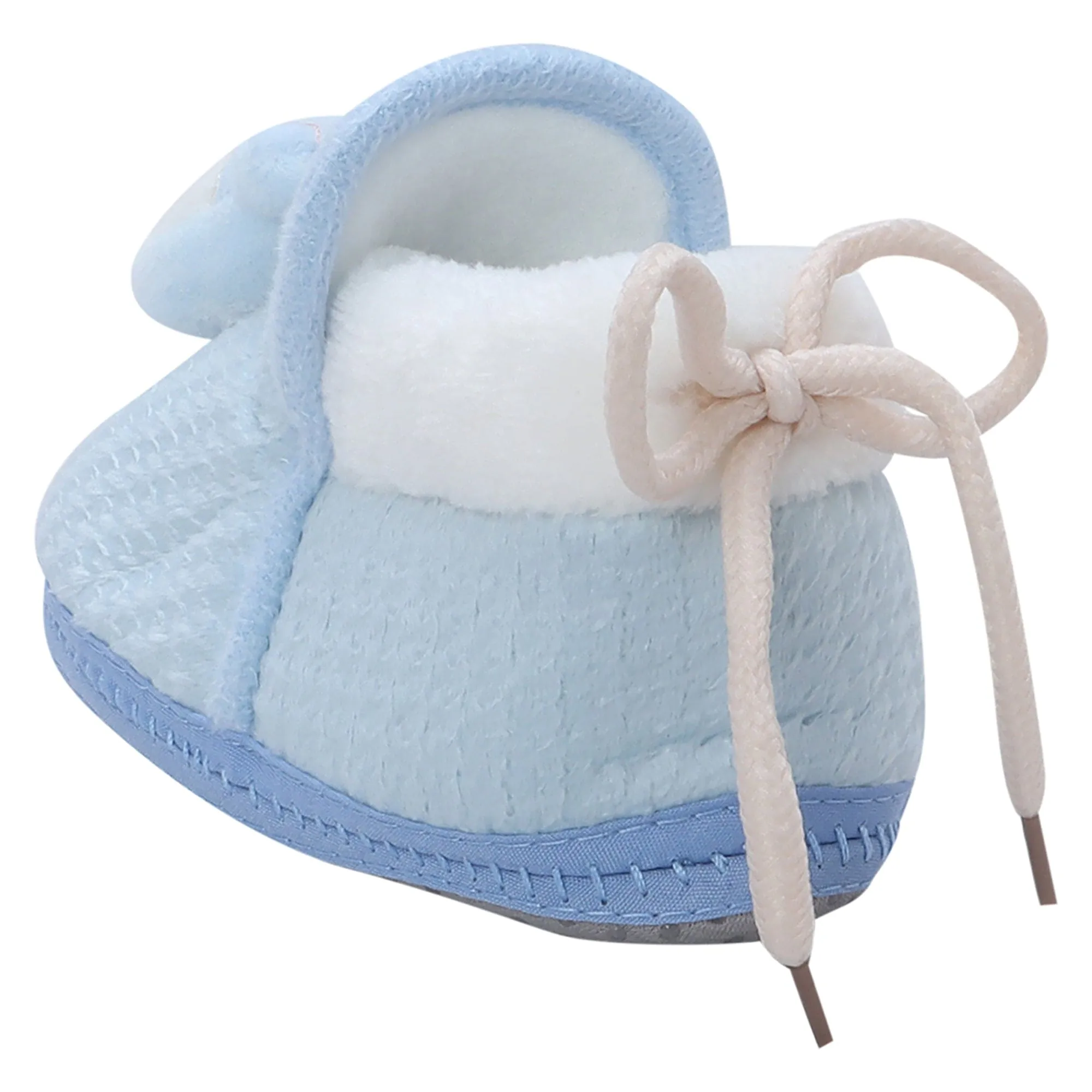 Baby Moo 3D Cow Soft Slip-On Anti-Skid Plush Warm Booties - Blue