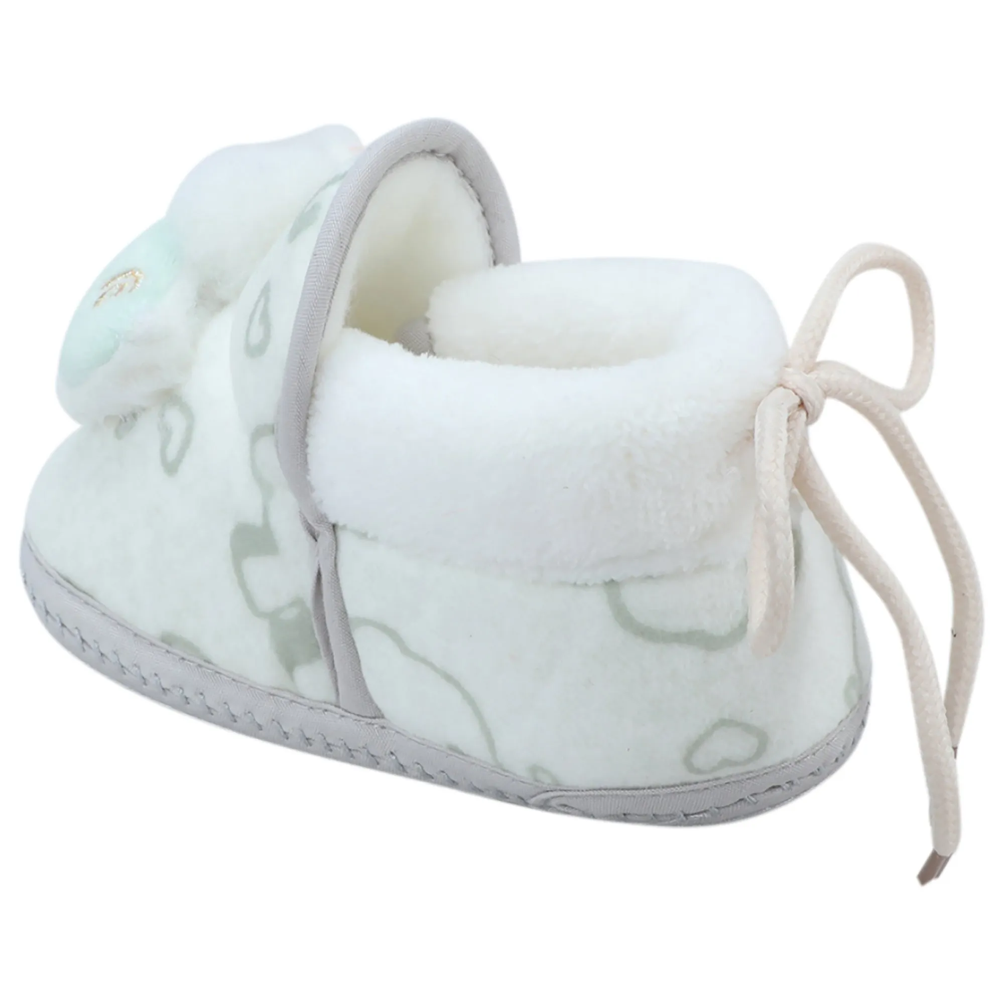 Baby Moo 3D Llama Elephant Prints Soft Slip-On Anti-Skid Plush Warm Booties - Green