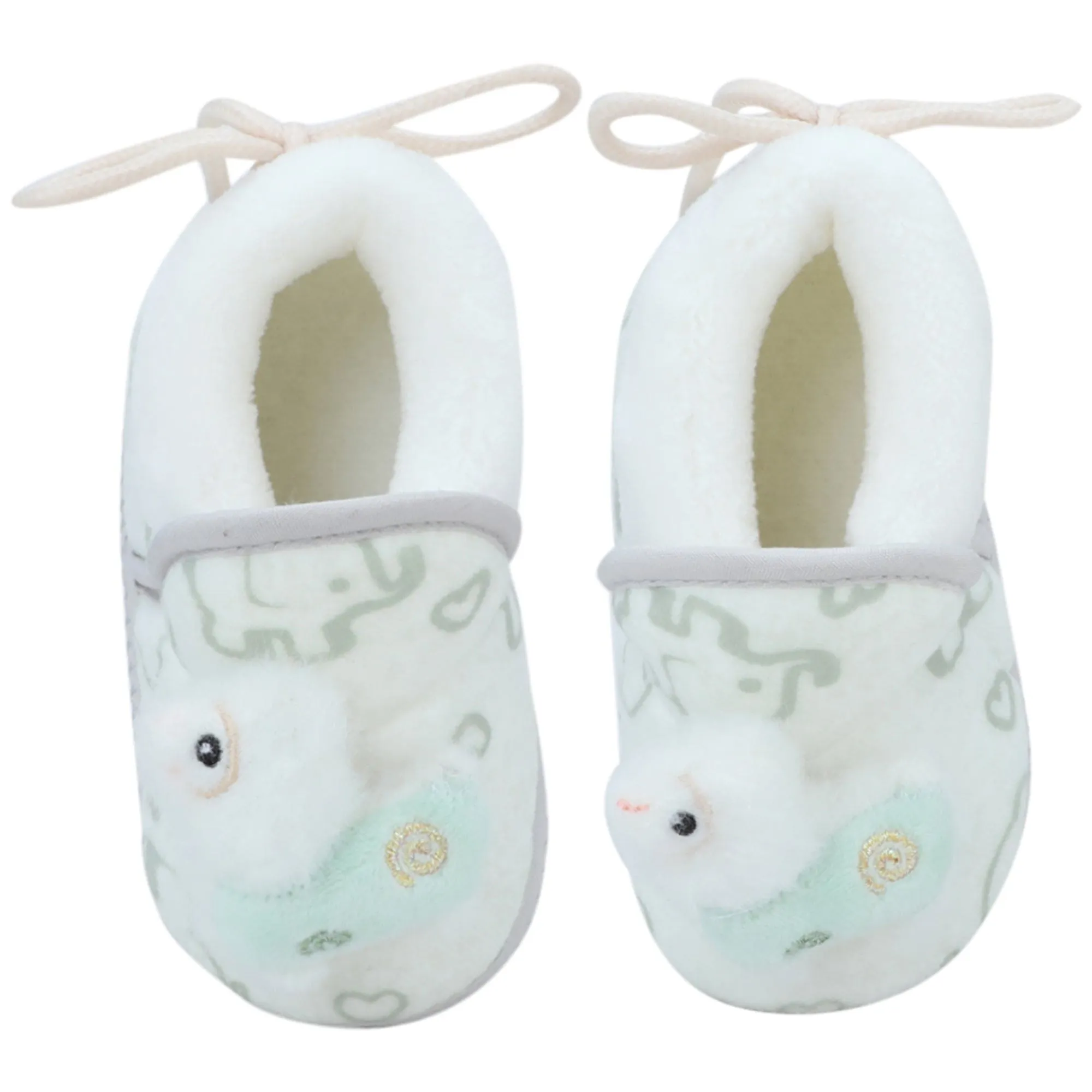 Baby Moo 3D Llama Elephant Prints Soft Slip-On Anti-Skid Plush Warm Booties - Green