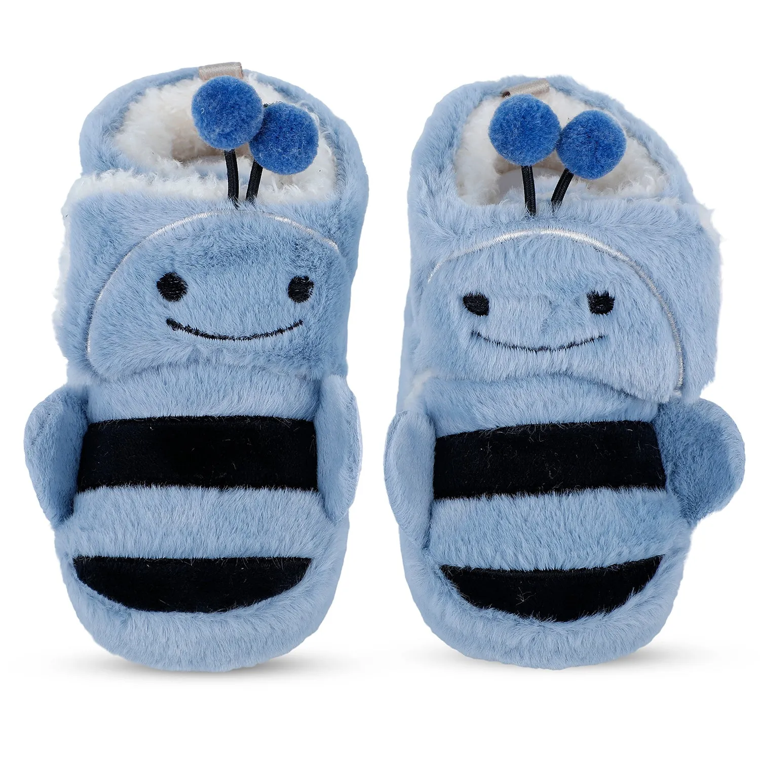 Baby Moo Bumble Bee 3D Warm Furry Booties - Blue