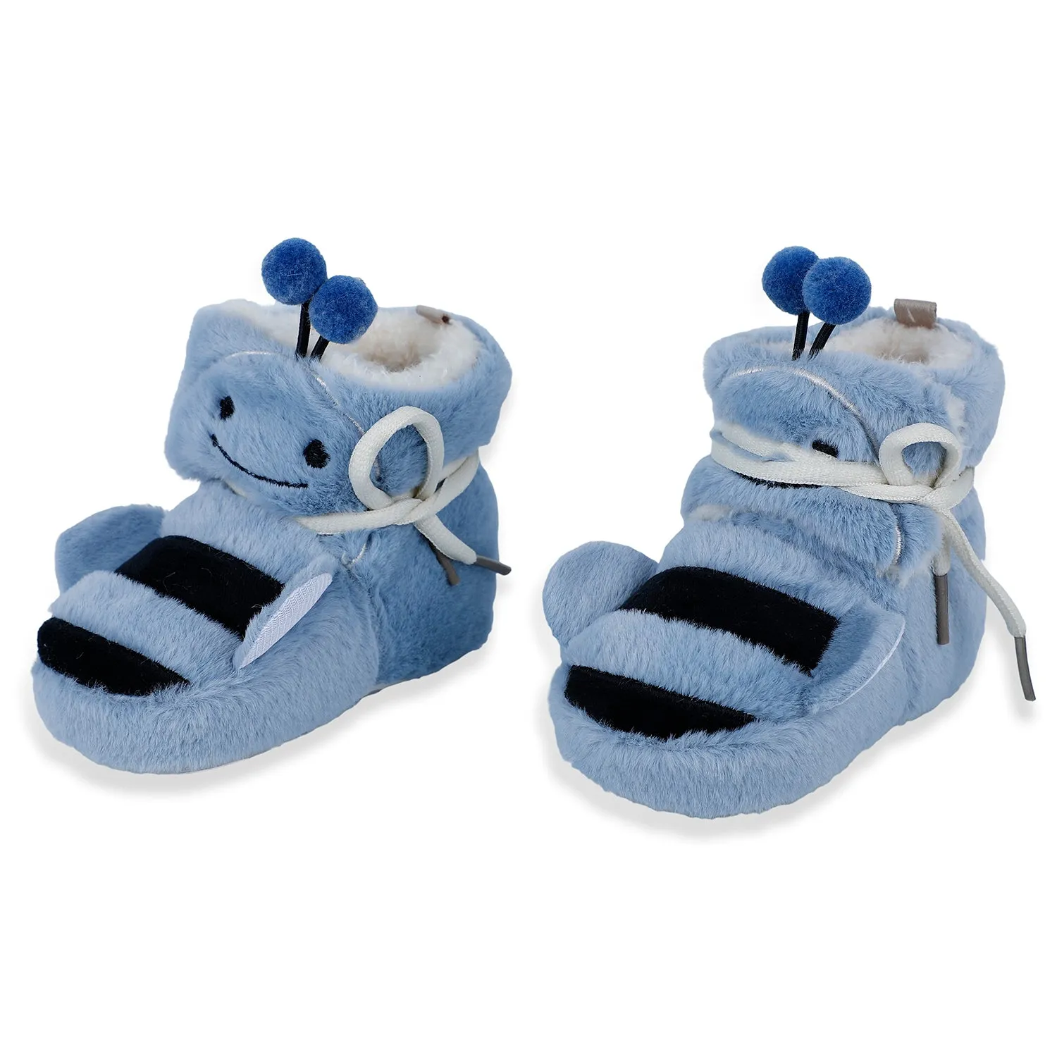 Baby Moo Bumble Bee 3D Warm Furry Booties - Blue