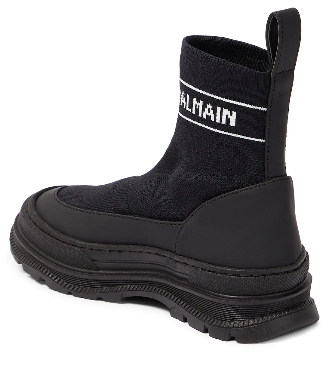 Balmain Kids Logo Sock Boots, Black