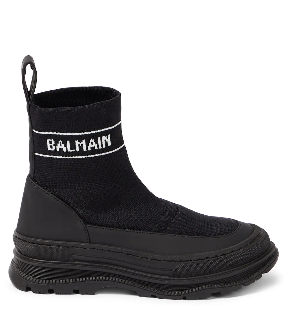 Balmain Kids Logo Sock Boots, Black