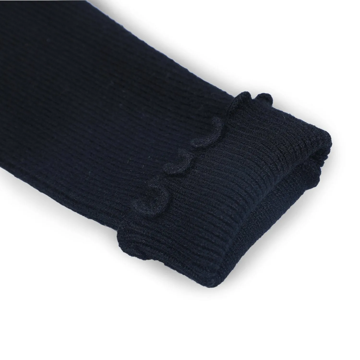 Basic Ribbed Premium Full Sleeves Knitted Kids Sweater - Black