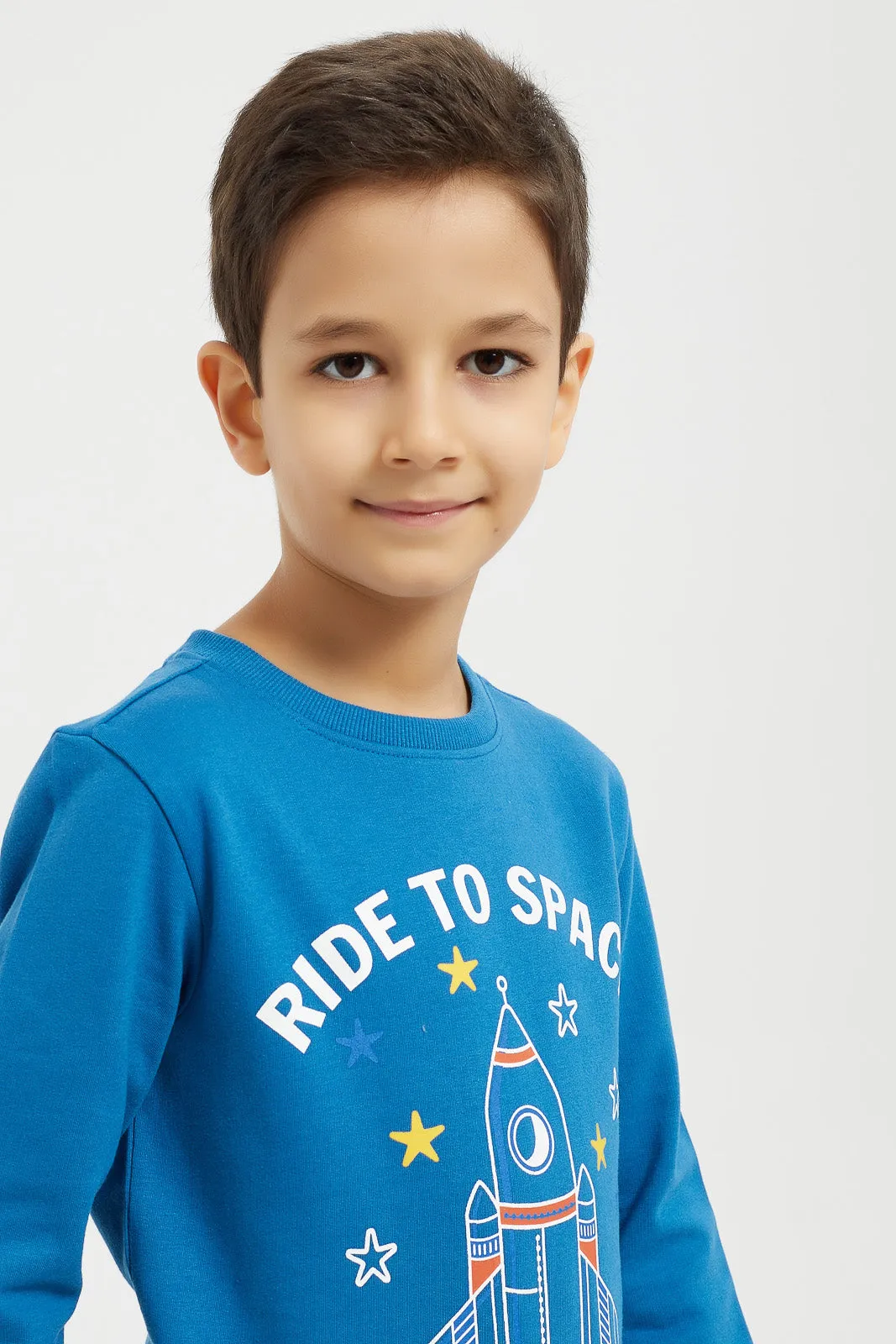 Boys Navy Space Print Sweatshirt