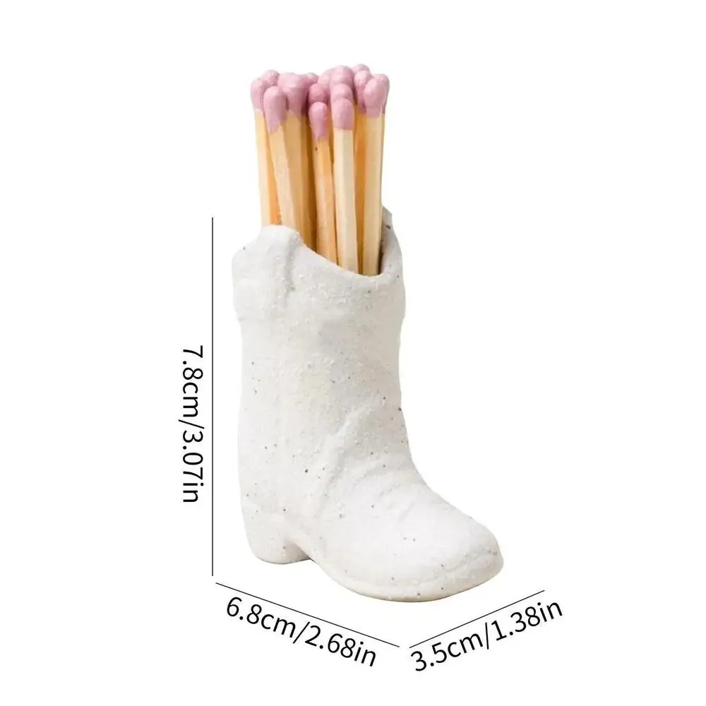 Ceramic Match Holder With Striker Boho Style Cowboy Boot Match Holder Match Stand Decoration Home Fireplace Kitchen Decorations