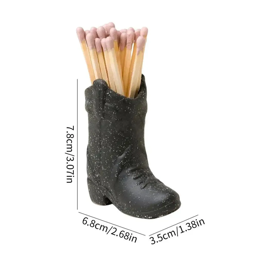 Ceramic Match Holder With Striker Boho Style Cowboy Boot Match Holder Match Stand Decoration Home Fireplace Kitchen Decorations