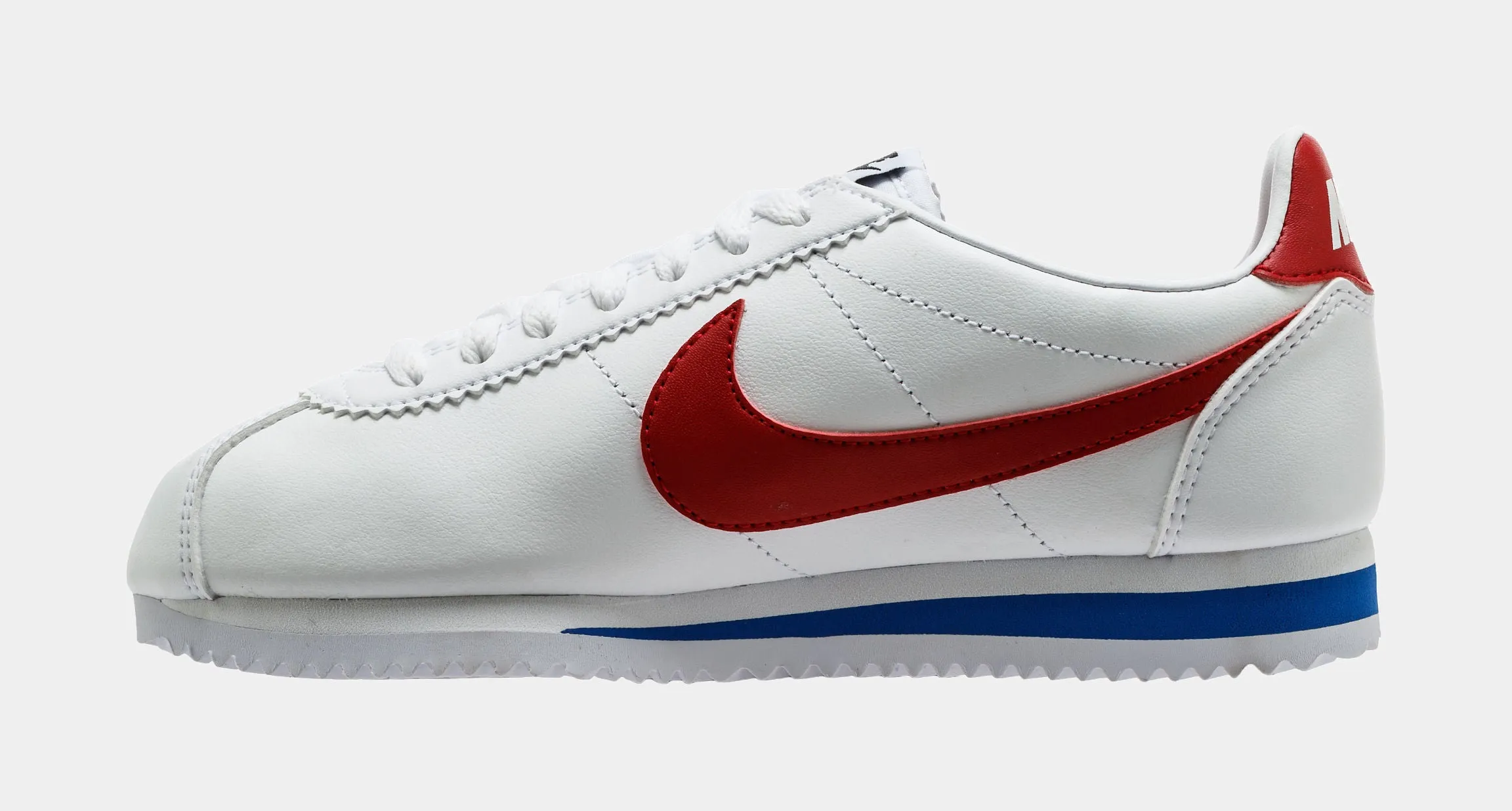 Classic Cortez Leather Low Womens Lifestyle Shoes (White/Red/Blue)