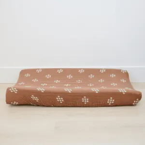 Cotton Muslin Change Pad Cover, Chestnut Textile