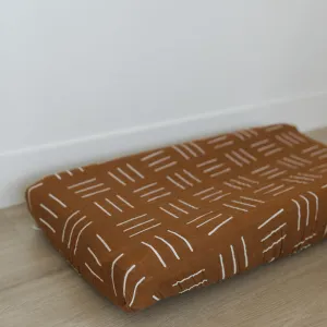 Cotton Muslin Change Pad Cover, Mustard Mud Cloth