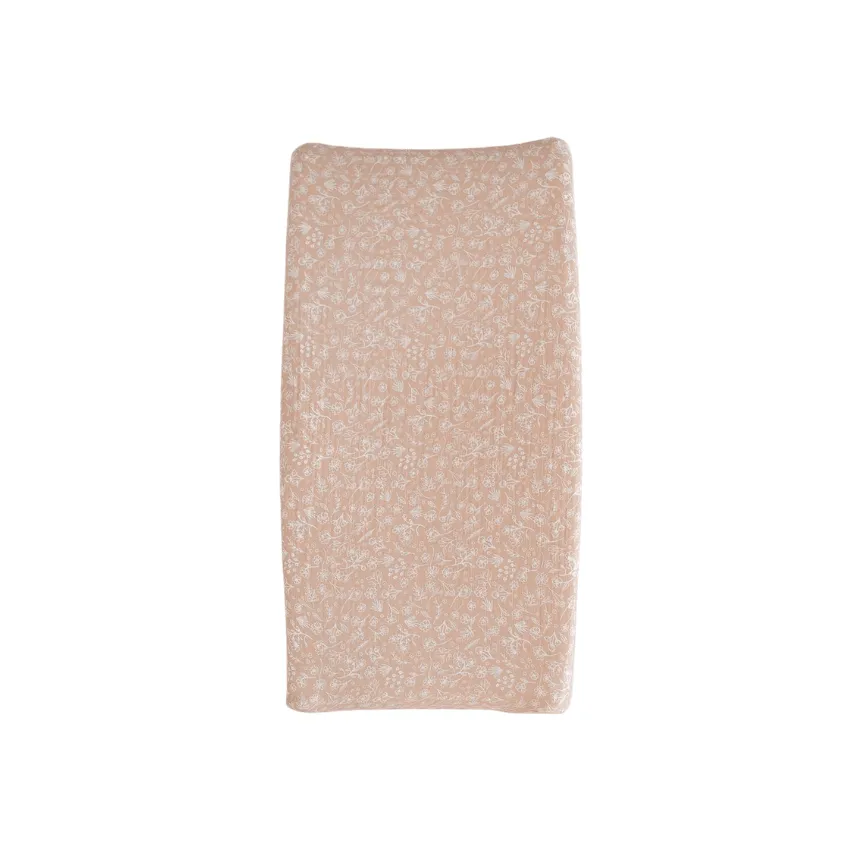 Cotton Muslin Change Pad Cover, Wildflower