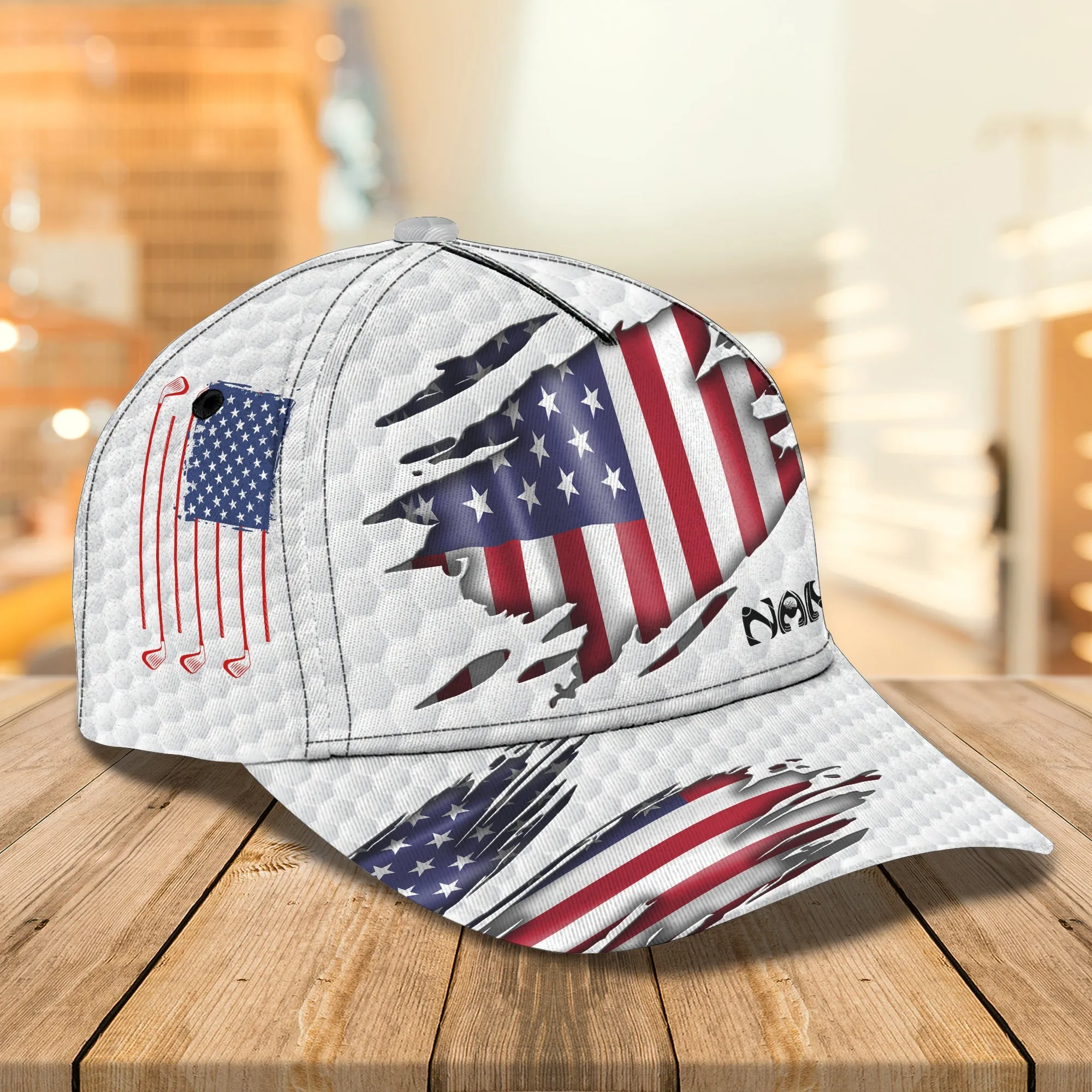 Custom American Golf Classic Cap, Idea Cap for Golfer, American Flag Golf Cap