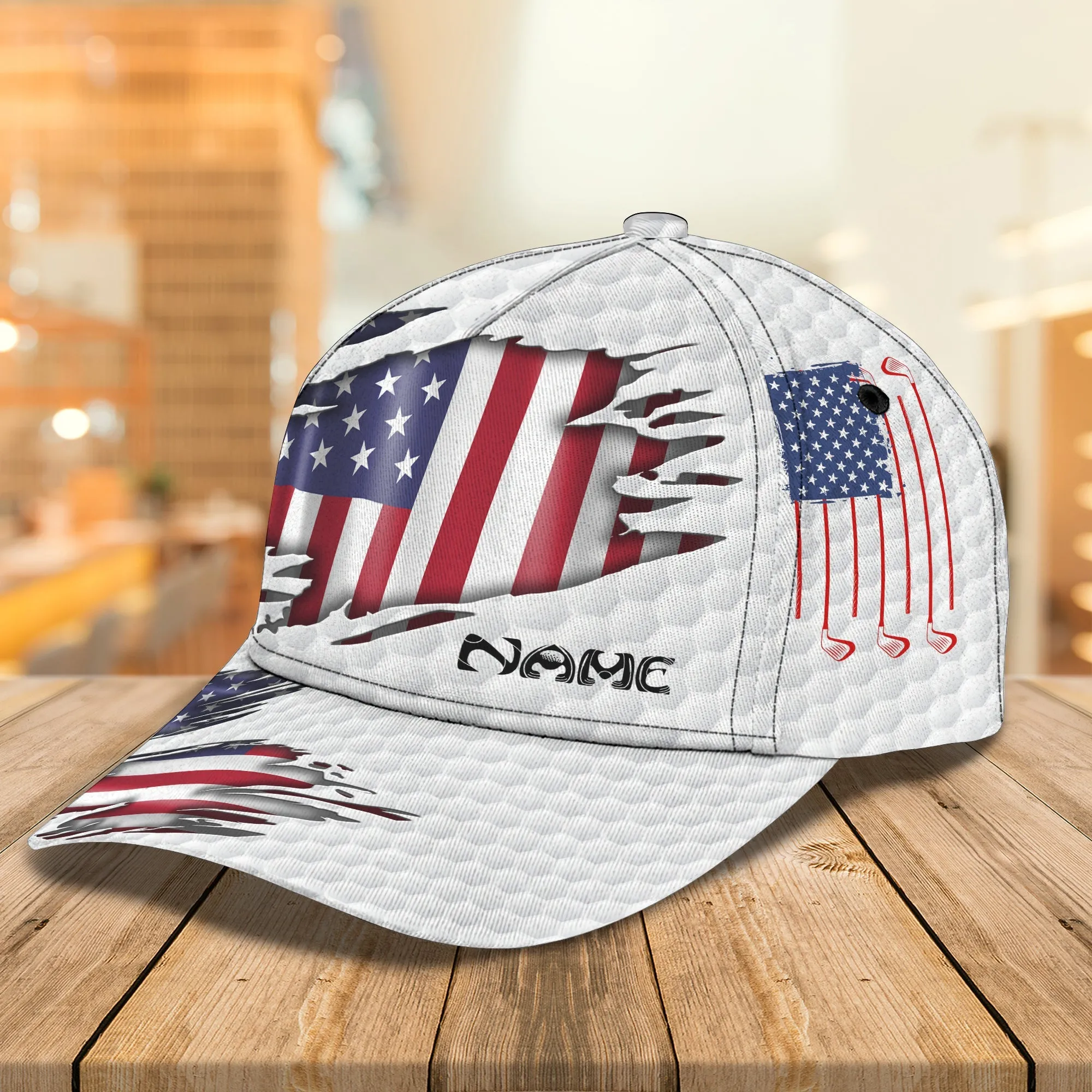 Custom American Golf Classic Cap, Idea Cap for Golfer, American Flag Golf Cap