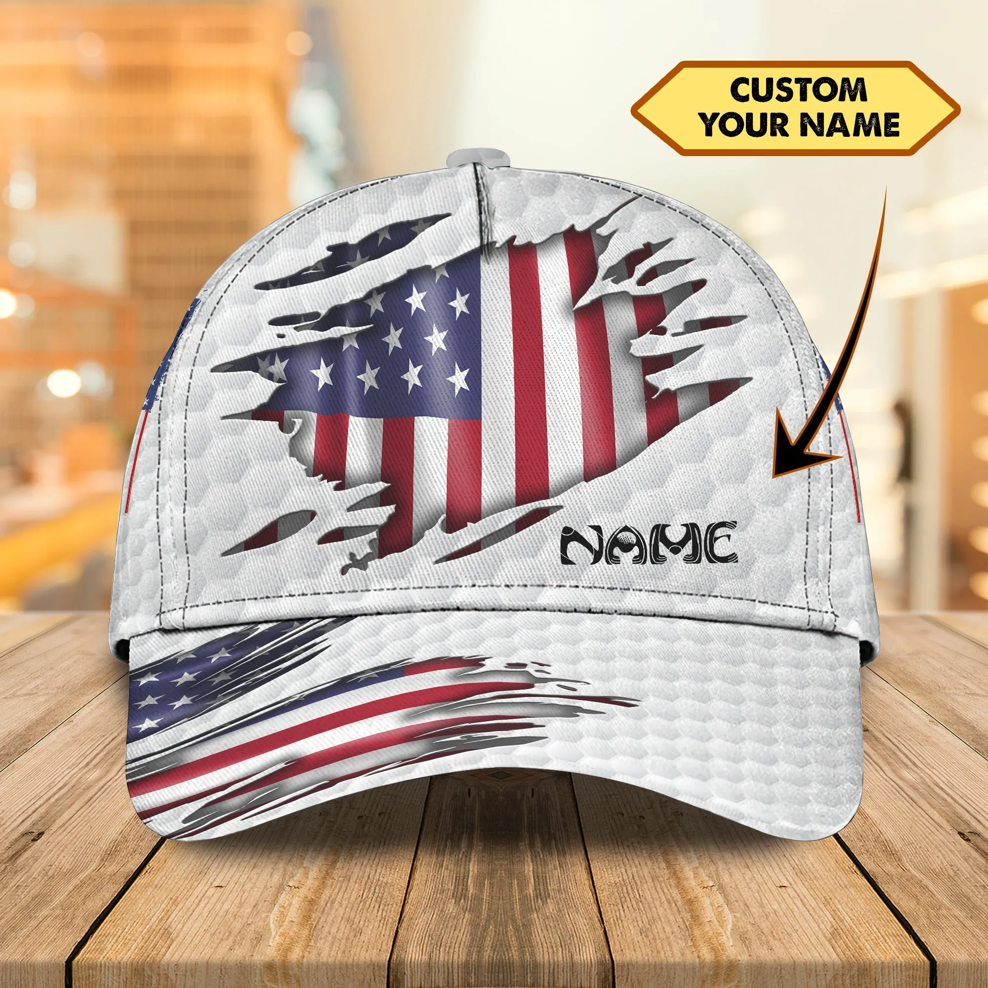 Custom American Golf Classic Cap, Idea Cap for Golfer, American Flag Golf Cap