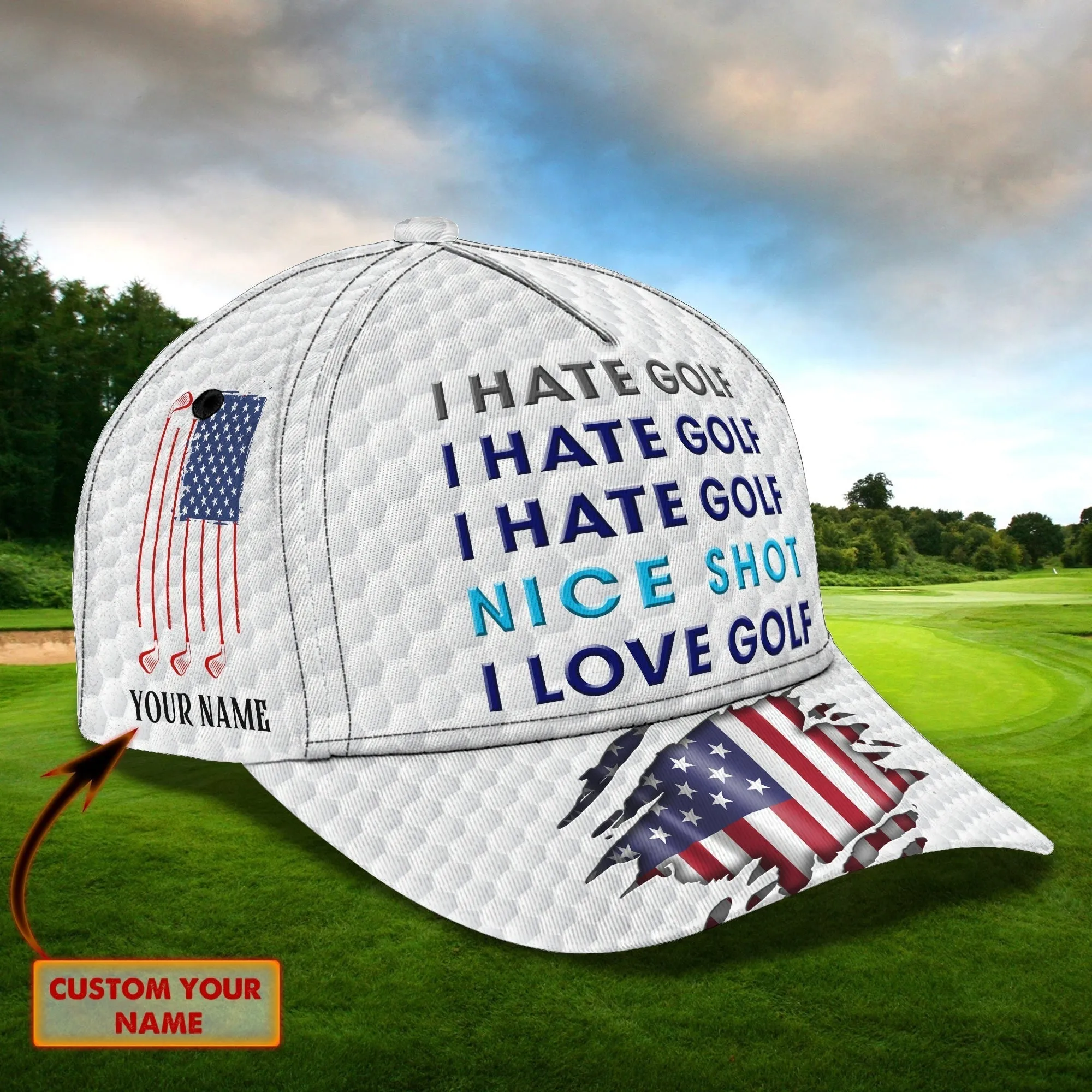 Custom Name 3D Full Print Cap Gifts For A Golf Lover, Golfing Cap Hat For Men, Summer Cap For Golfer