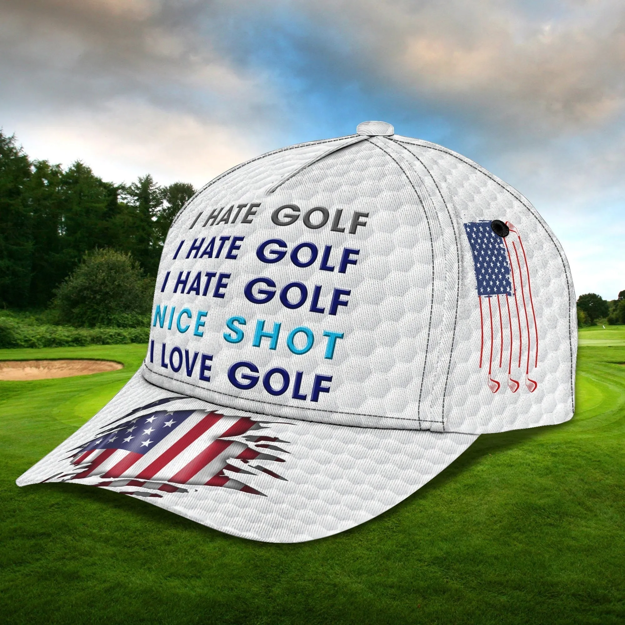 Custom Name 3D Full Print Cap Gifts For A Golf Lover, Golfing Cap Hat For Men, Summer Cap For Golfer