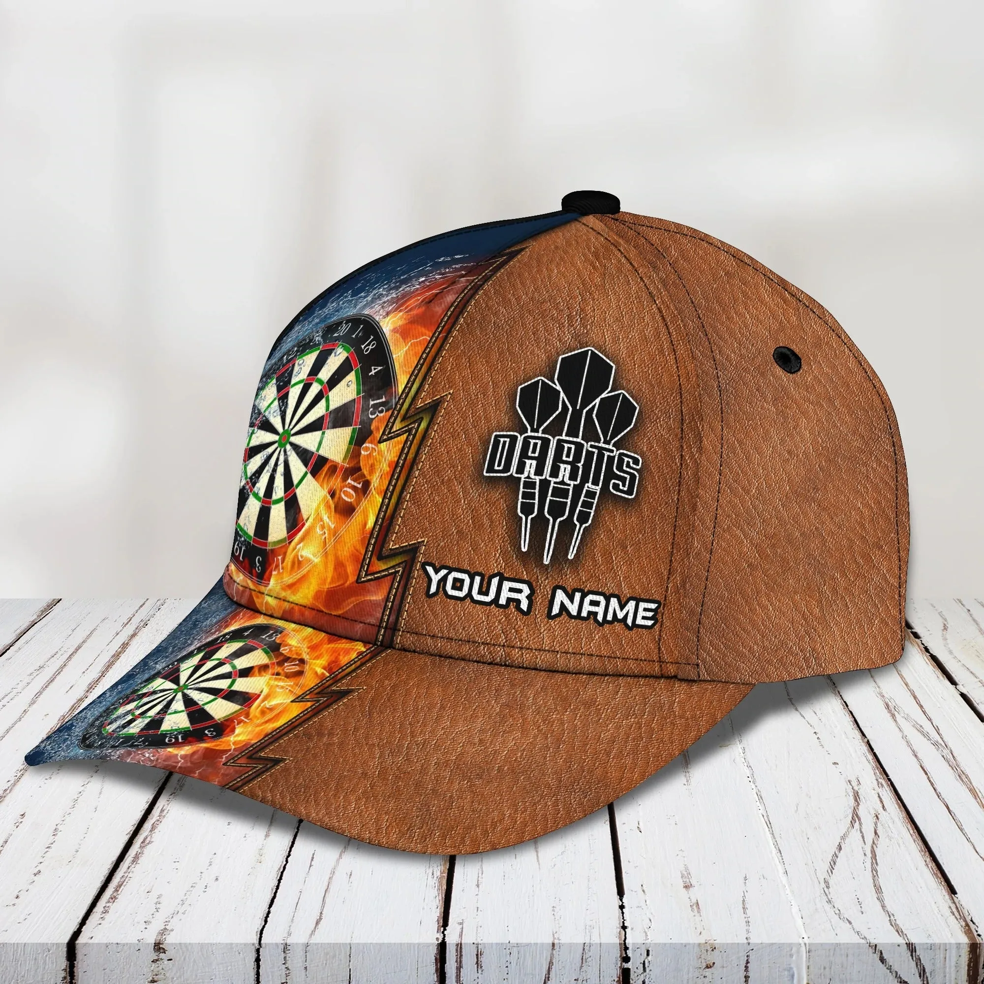 Customized Baseball Full Printed Dart Cap, Dart Cap Hat In Leather Pattern, To My Boy Darter Dart Lover Gifts