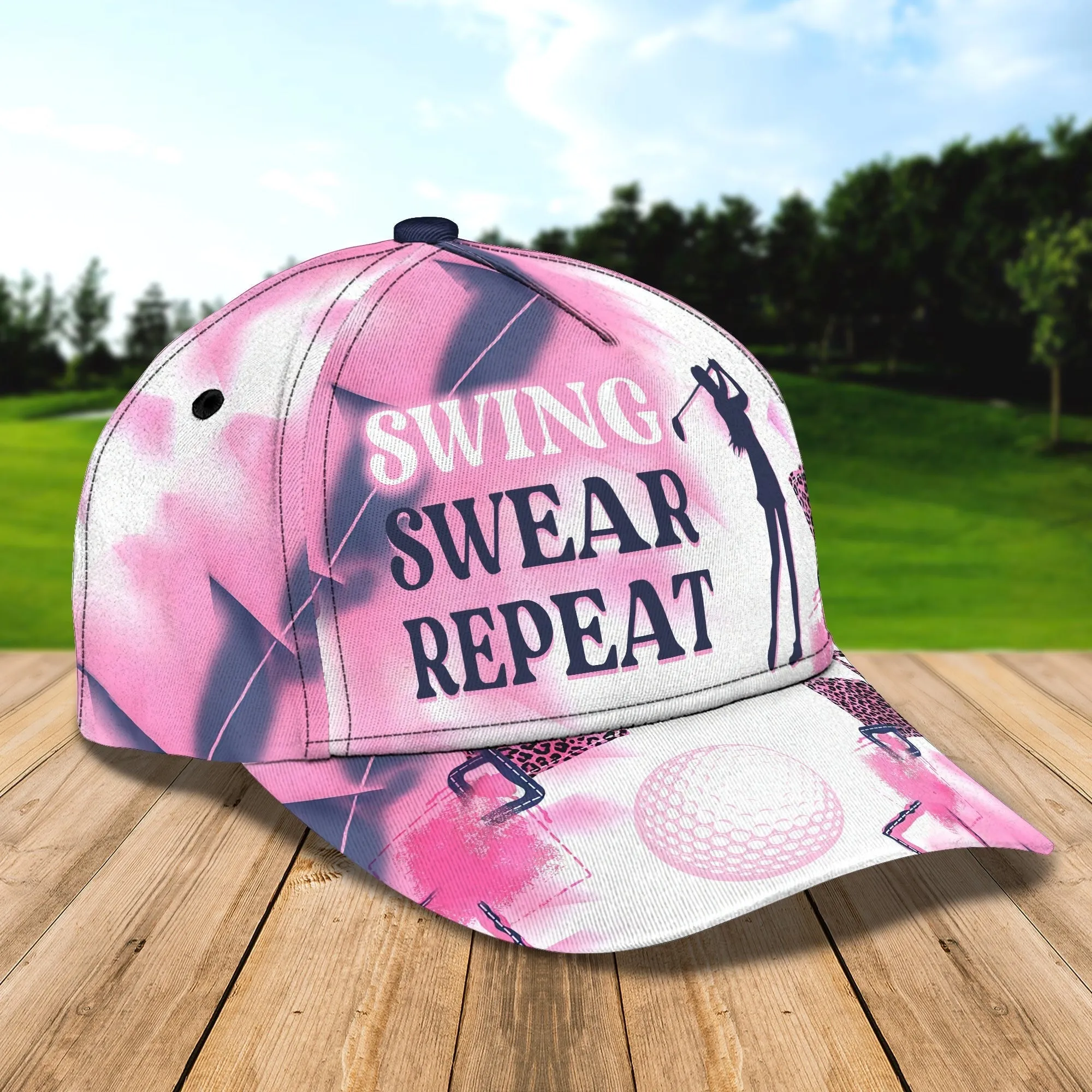 Customized With Name 3D All Over Print Womens Golf Cap, Golf Hat For Girl, Golf Cap Woman