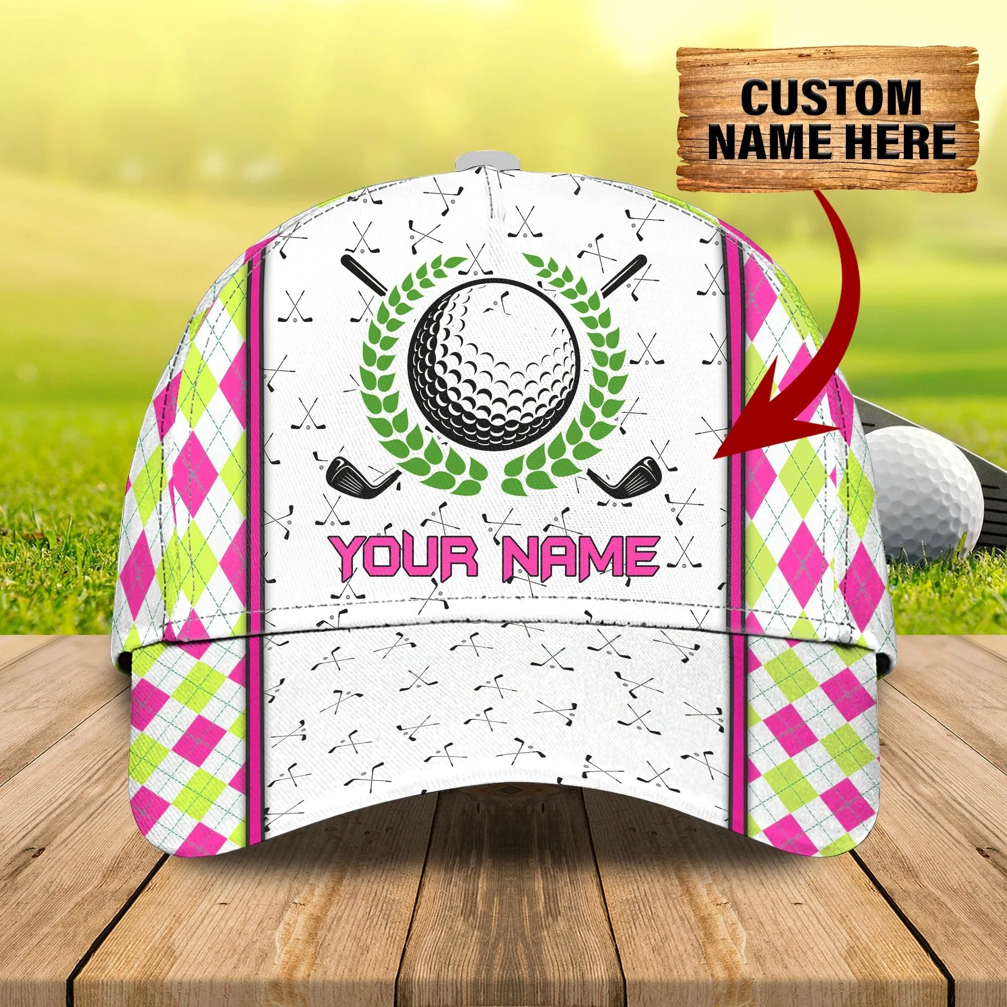 Customized With Name 3D All Over Print Womens Golf Cap, Golf Hat For Girl, Golf Cap Woman