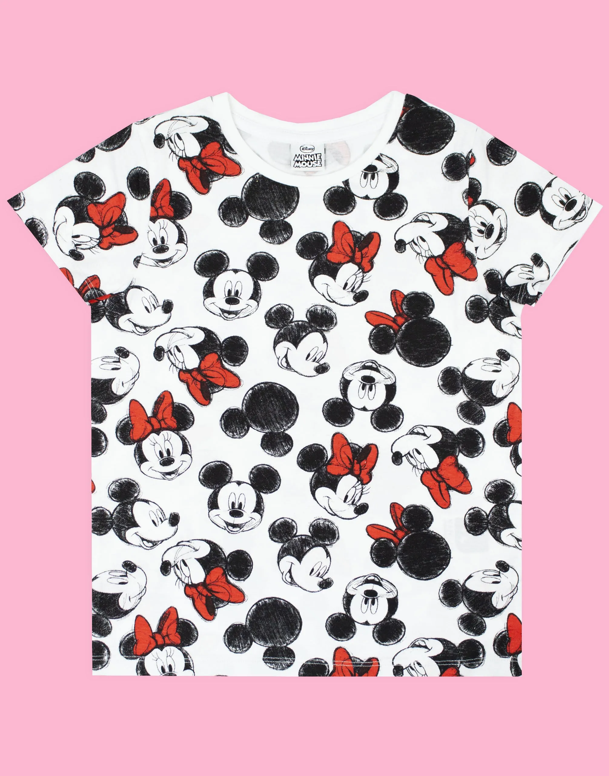 Disney Minnie Mouse Girls White Short Sleeved T-Shirt