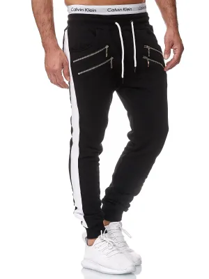 Dozip Stripe Sweatpants Joggers - Black X7A