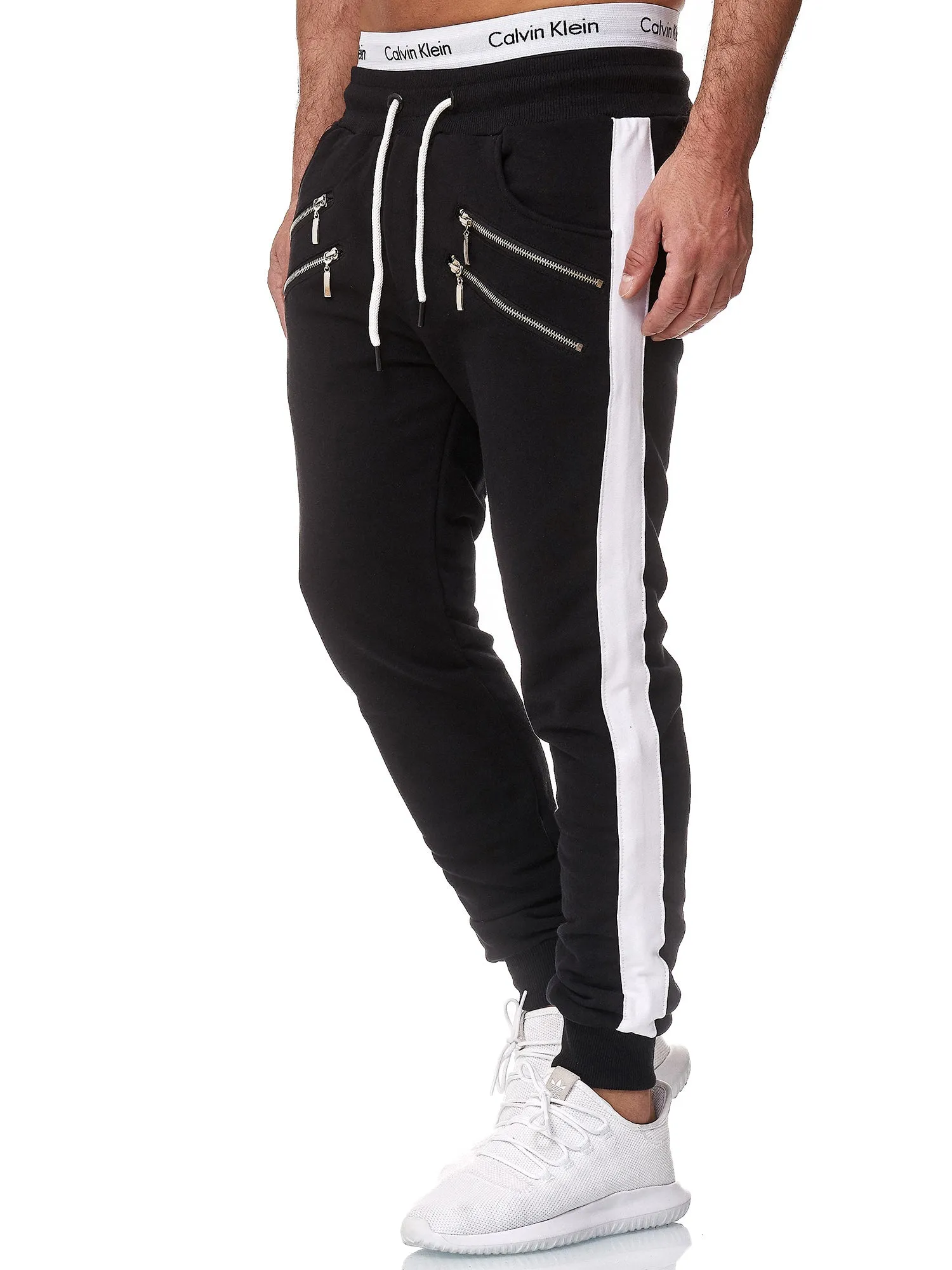 Dozip Stripe Sweatpants Joggers - Black X7A