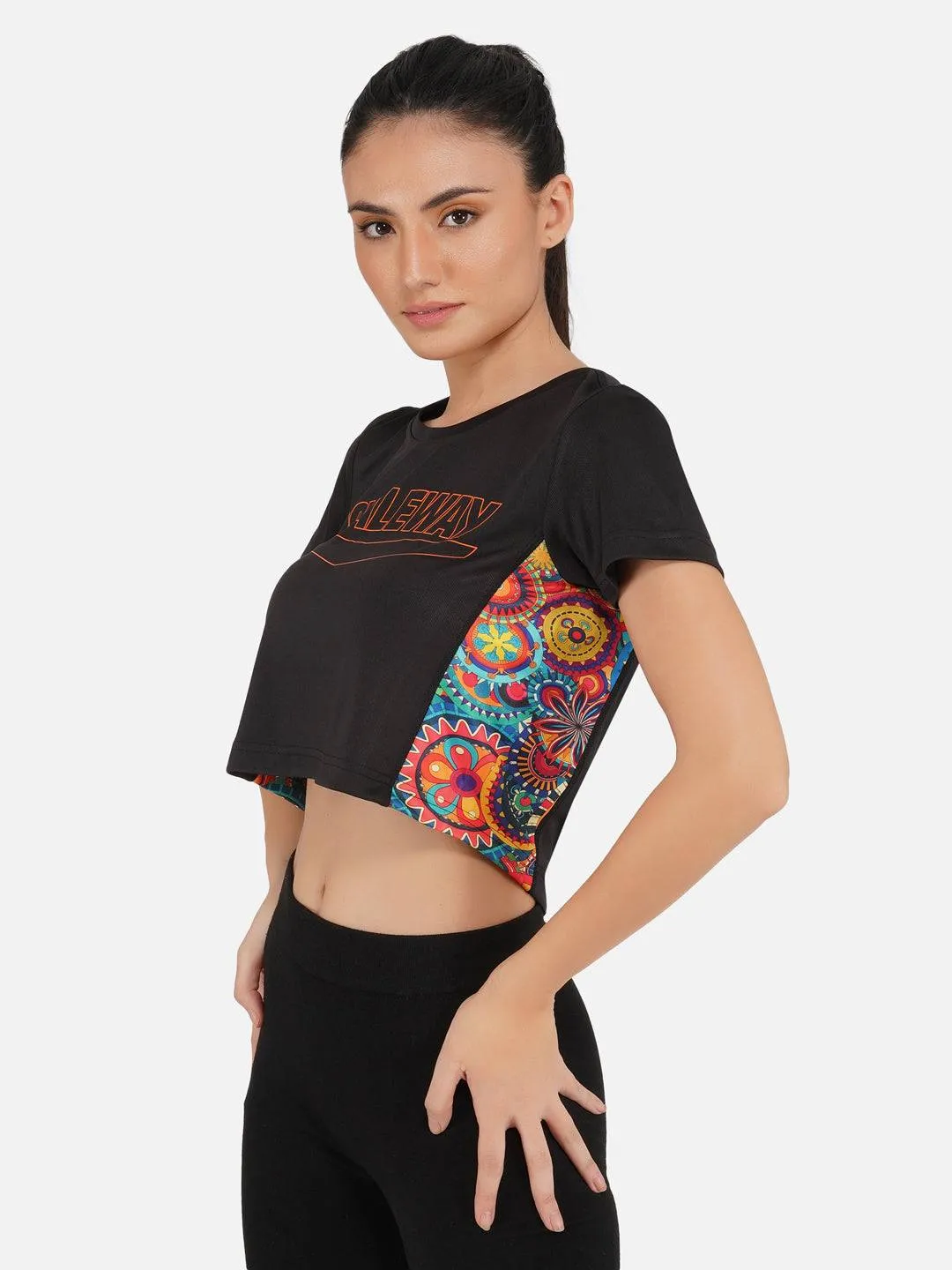 DriDOT Black Long Back Crop Top RWW2029