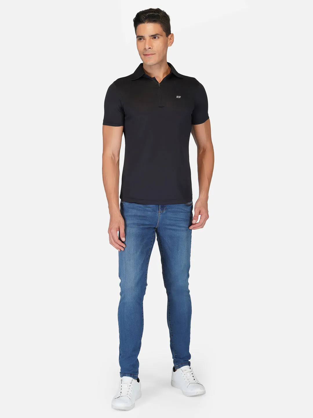 DriDOT Black Zipper Polo T-Shirt RWM2025