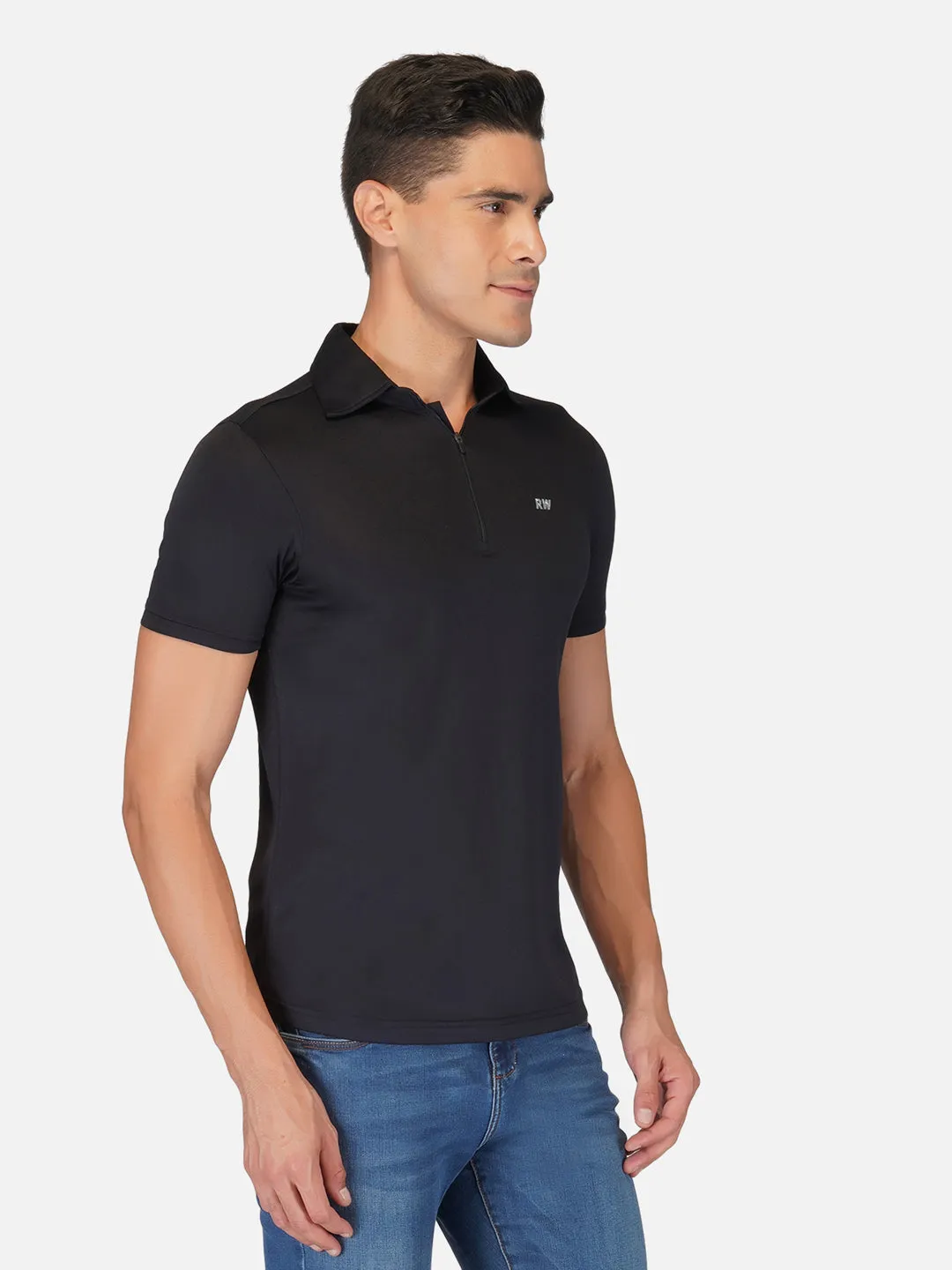 DriDOT Black Zipper Polo T-Shirt RWM2025