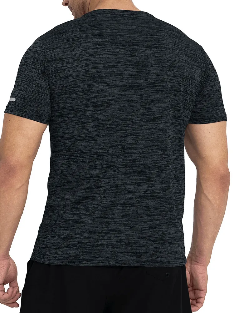 Elastic Sports Men's T-Shirt with Reflective Stripe on Sleeves - SF1201