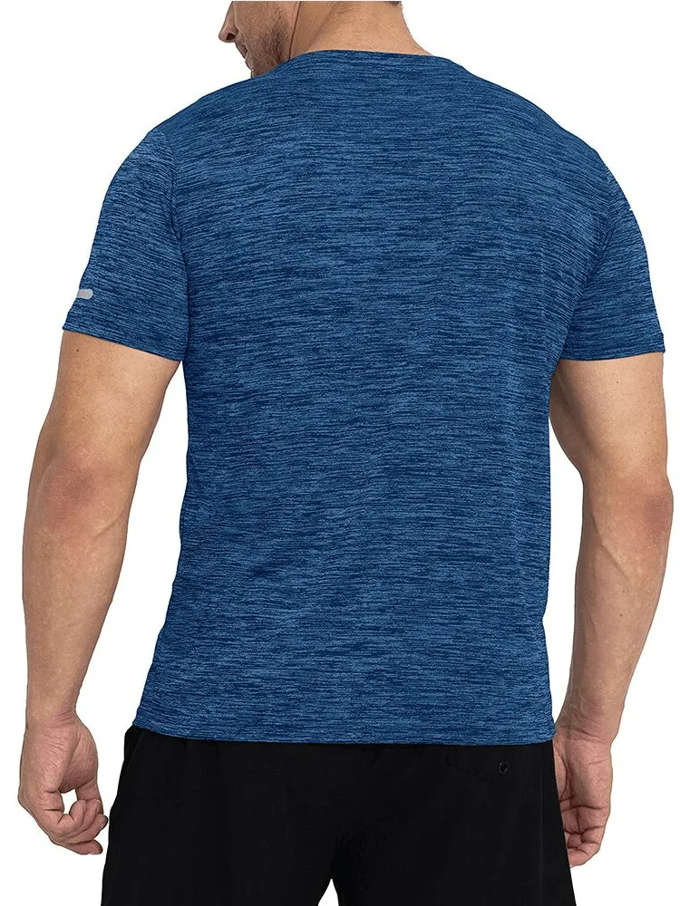 Elastic Sports Men's T-Shirt with Reflective Stripe on Sleeves - SF1201