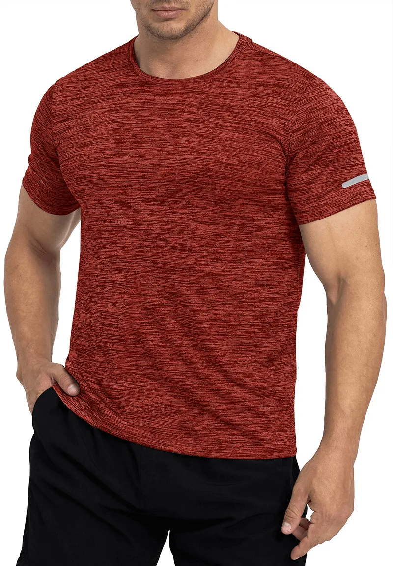 Elastic Sports Men's T-Shirt with Reflective Stripe on Sleeves - SF1201