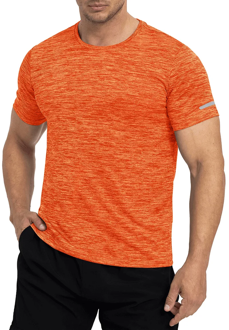 Elastic Sports Men's T-Shirt with Reflective Stripe on Sleeves - SF1201