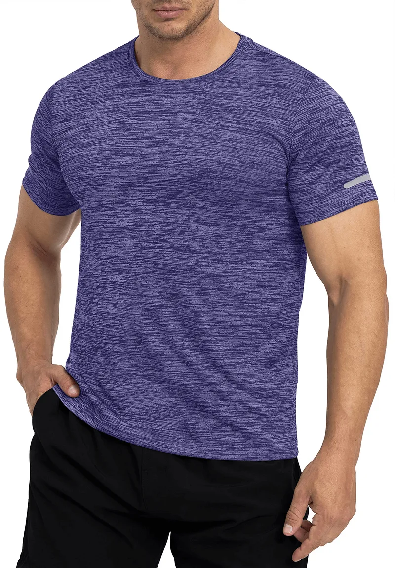 Elastic Sports Men's T-Shirt with Reflective Stripe on Sleeves - SF1201