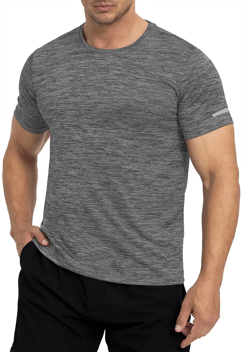 Elastic Sports Men's T-Shirt with Reflective Stripe on Sleeves - SF1201