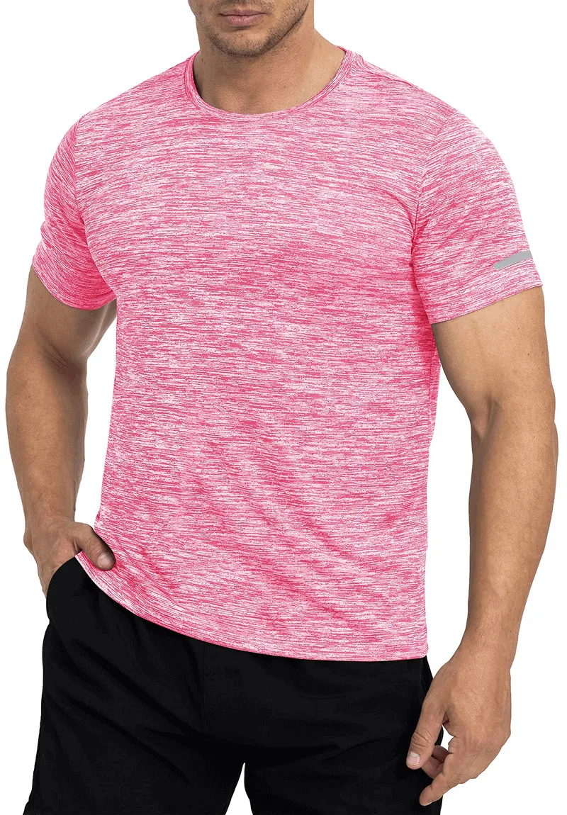 Elastic Sports Men's T-Shirt with Reflective Stripe on Sleeves - SF1201