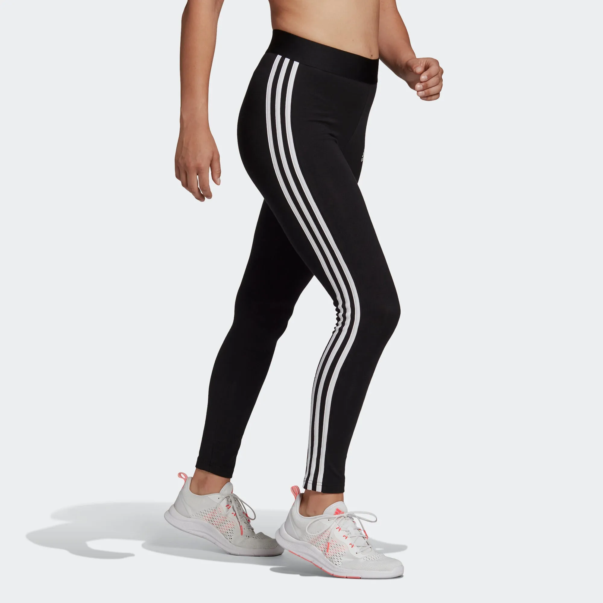 Fitness leggings 3 stripes for women black ADIDAS